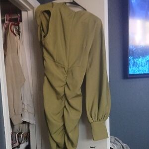 PrettyLittleThing Olive Green Long Sleeve Ruched Jumpsuit